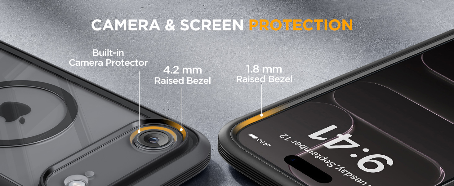 Miracase Magnetic iPhone Air case in black with built-in tempered glass screen protector, MagSafe compatibility, and full-body protection.