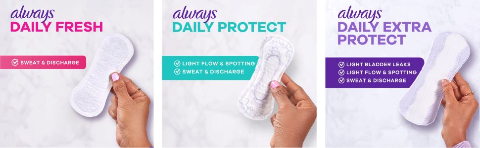 Always Thin No Feel Protection Daily Panty Liners for Women regular unscented 162 count