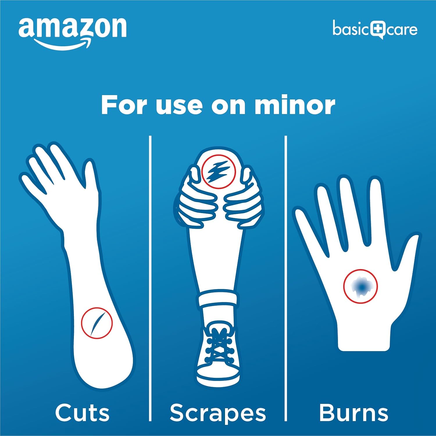 Amazon Basic Care Flexible Fabric Adhesive Bandages XL 2 x 4 inch with non-stick pad for cuts and scrapes 10 count
