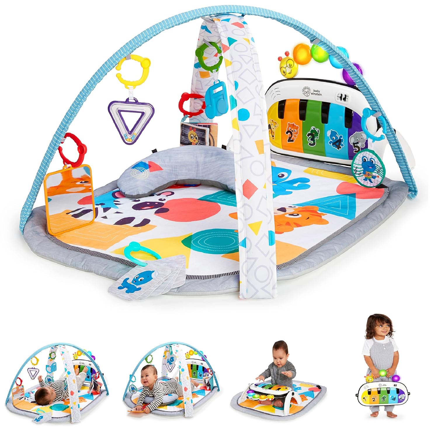 Baby Einstein 4-in-1 Kickin' Tunes Music and Language Play Gym with piano tummy time activity mat for newborns and infants
