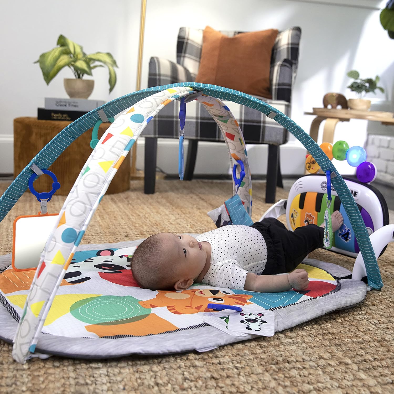 Baby Einstein 4-in-1 Kickin' Tunes Music and Language Play Gym with piano tummy time activity mat for newborns and infants