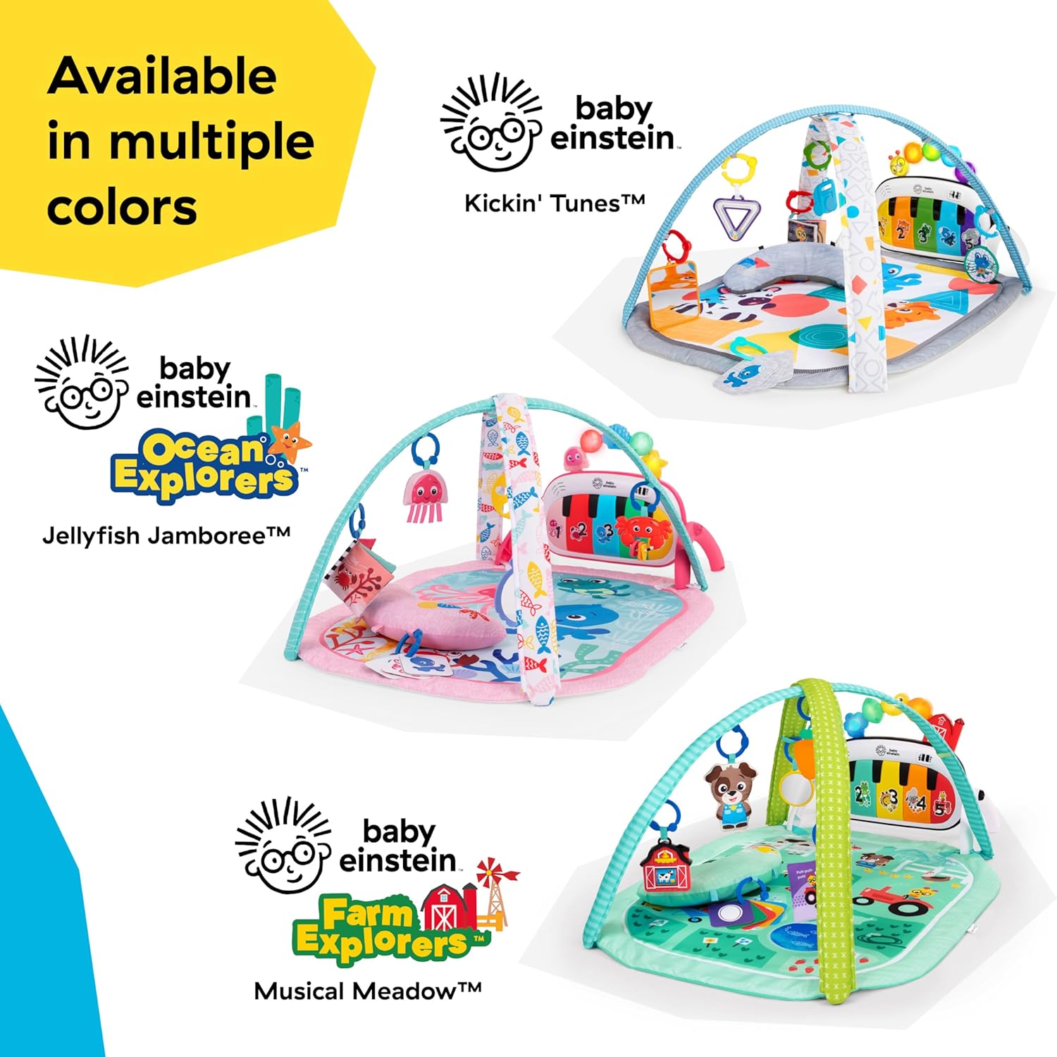 Baby Einstein 4-in-1 Kickin' Tunes Music and Language Play Gym with piano tummy time activity mat for newborns and infants