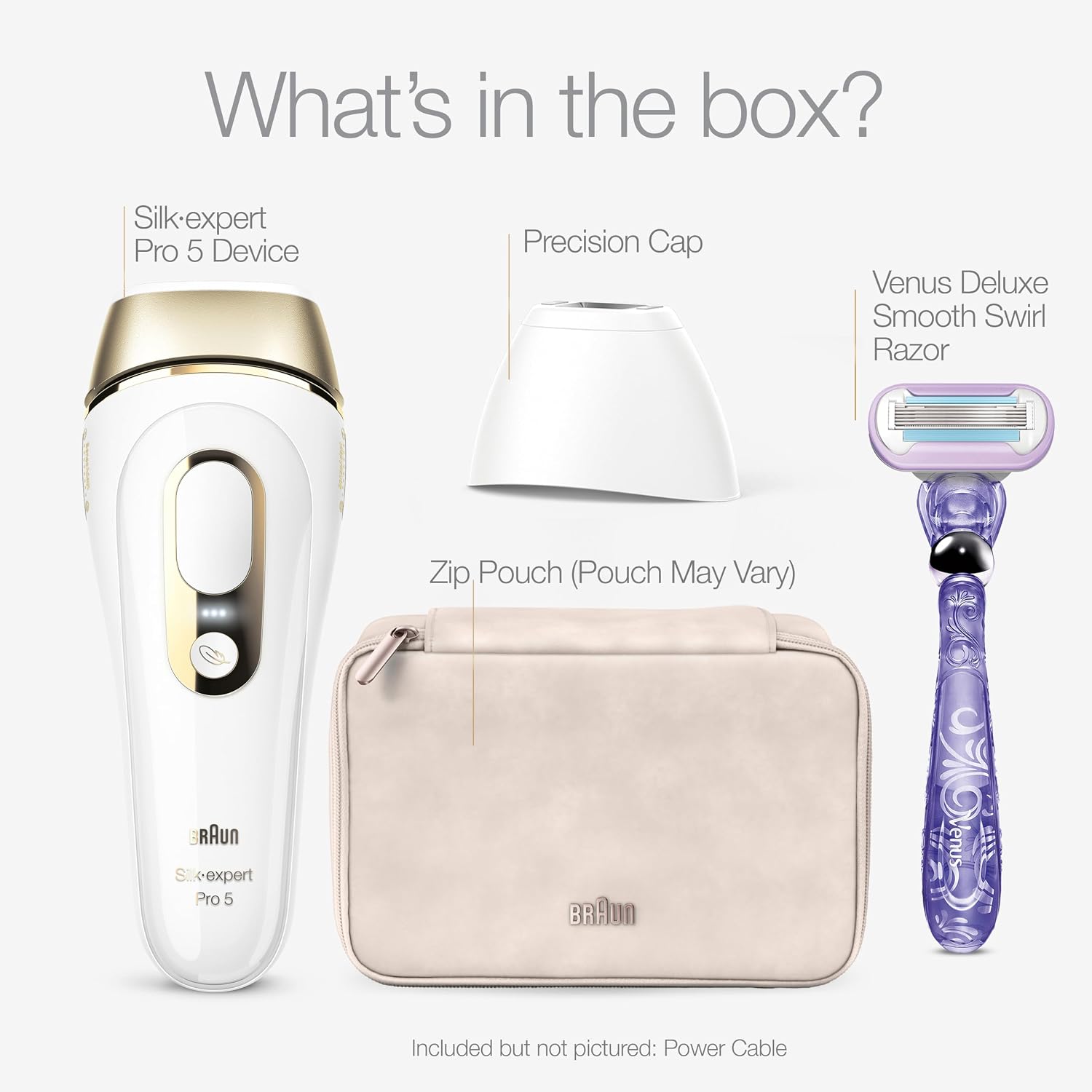 Braun Silk Expert Pro 5 IPL hair removal device with two precision heads for at-home hair reduction for women and men