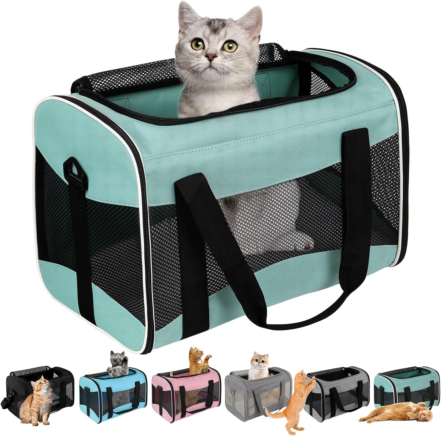 TSA airline approved soft-sided pet carrier for large cats and small dogs with breathable mesh collapsible travel bag 17 x 11 x 11 inches