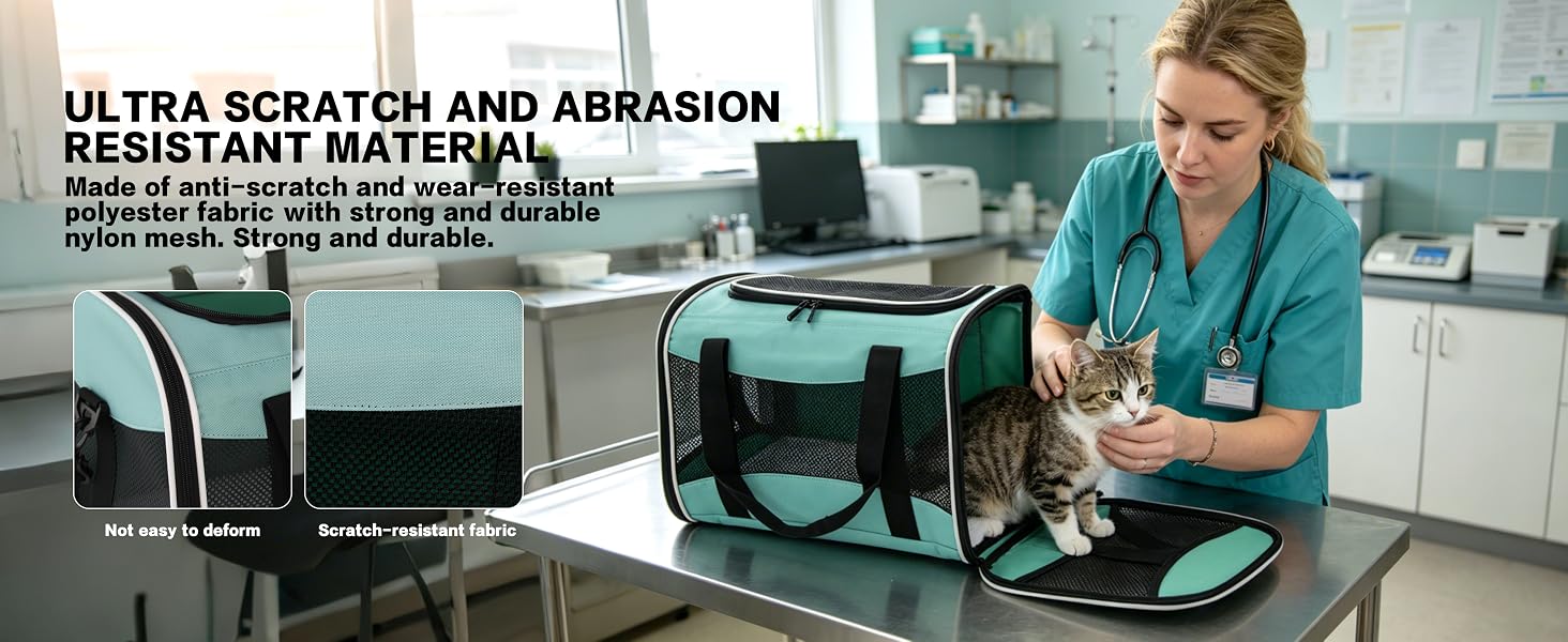 TSA airline approved soft-sided pet carrier for large cats and small dogs with breathable mesh collapsible travel bag 17 x 11 x 11 inches