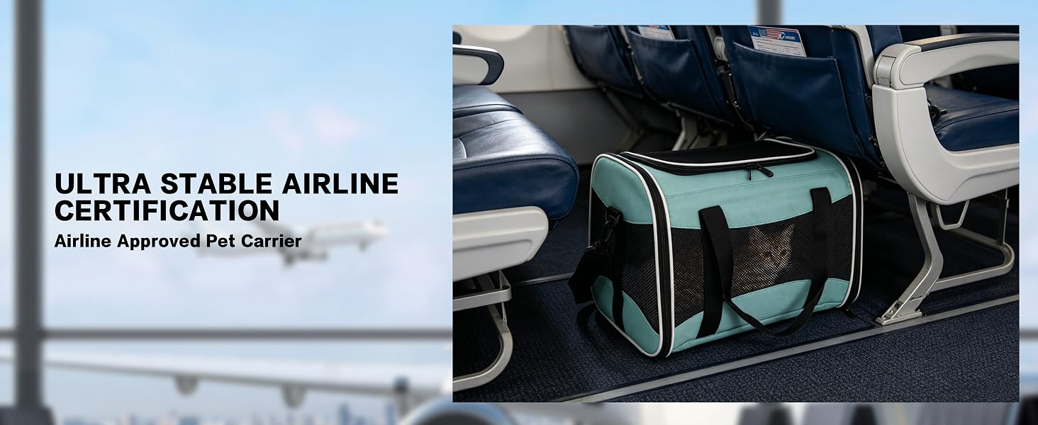 TSA airline approved soft-sided pet carrier for large cats and small dogs with breathable mesh collapsible travel bag 17 x 11 x 11 inches