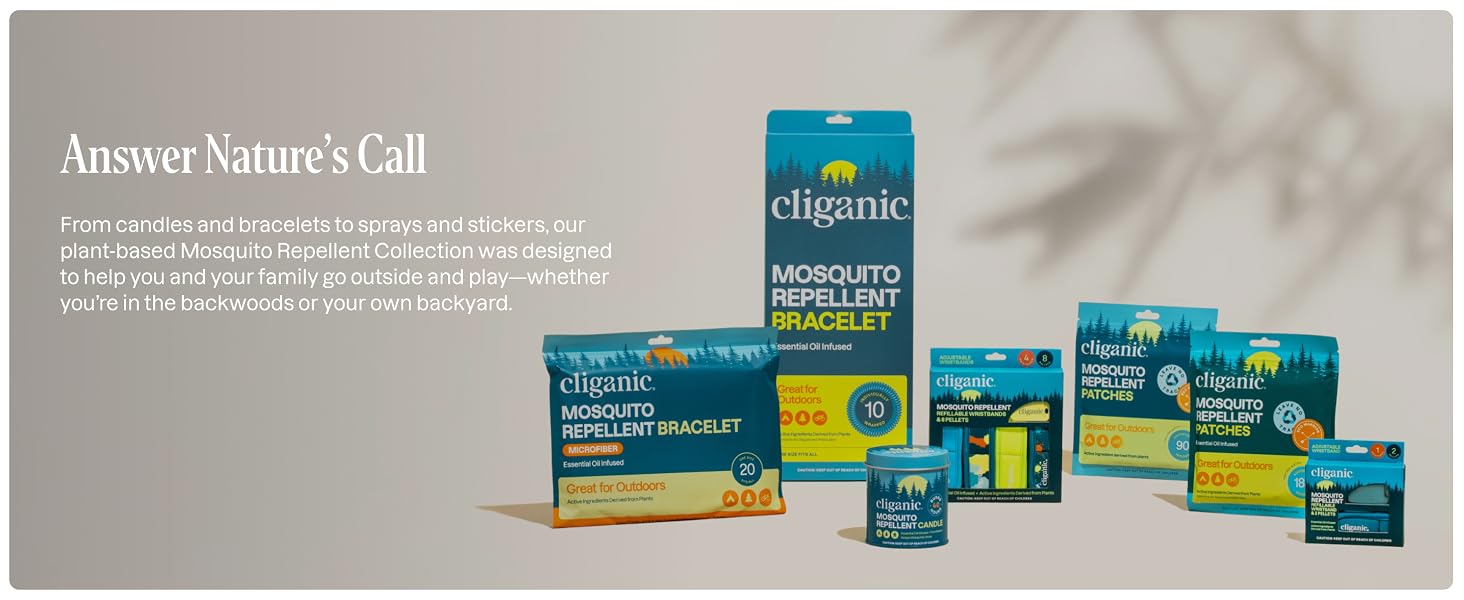 Cliganic 10 pack natural DEET-free mosquito repellent bracelets individually wrapped for adults and kids