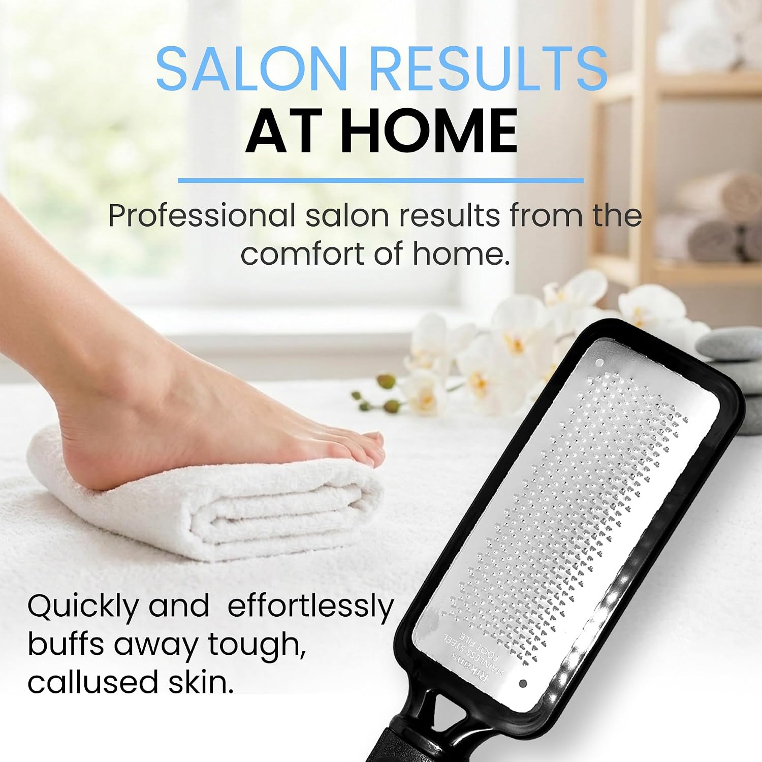 Colossal Foot Rasp Foot File and Callus Remover with stainless steel metal surface for removing hard skin on wet and dry feet