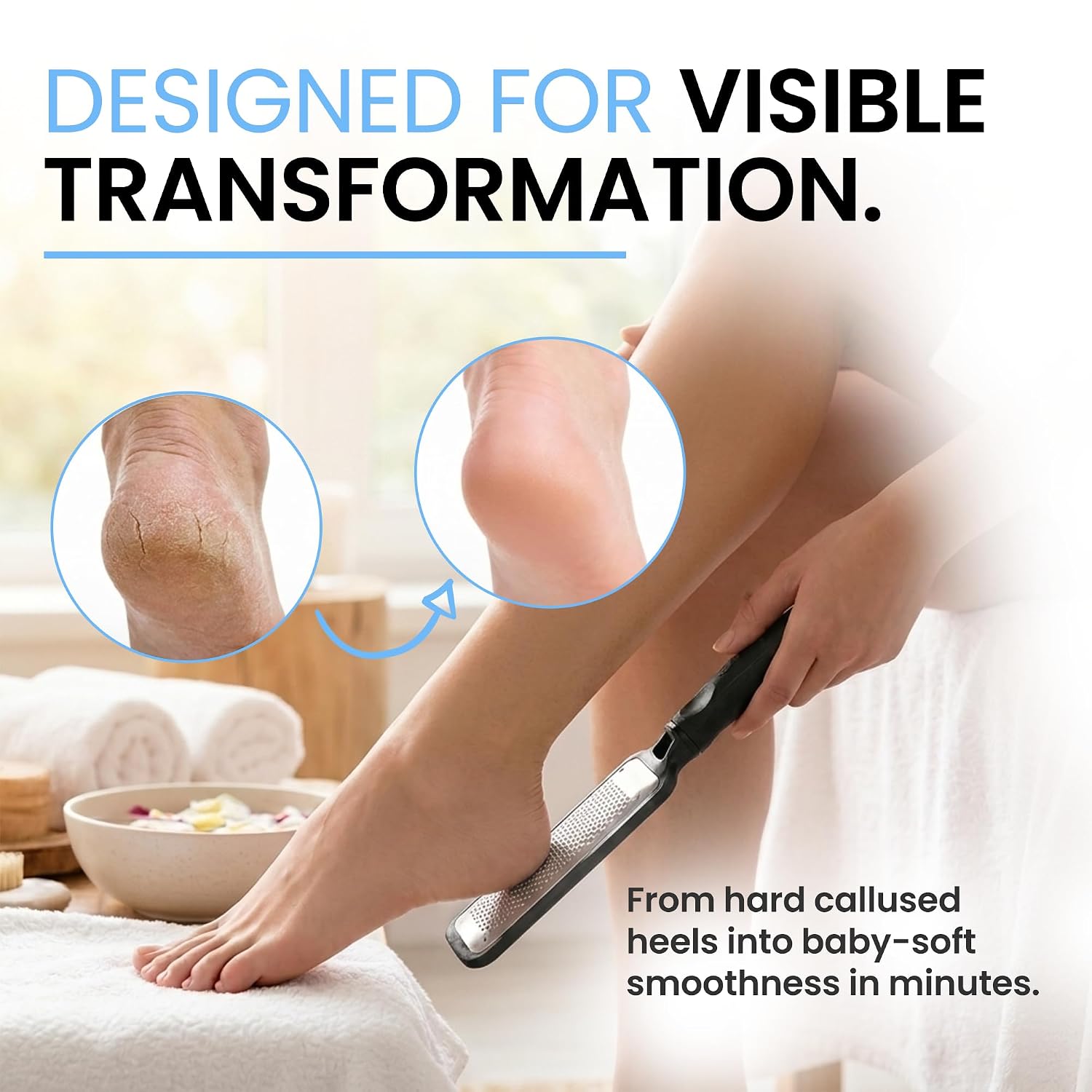 Colossal Foot Rasp Foot File and Callus Remover with stainless steel metal surface for removing hard skin on wet and dry feet