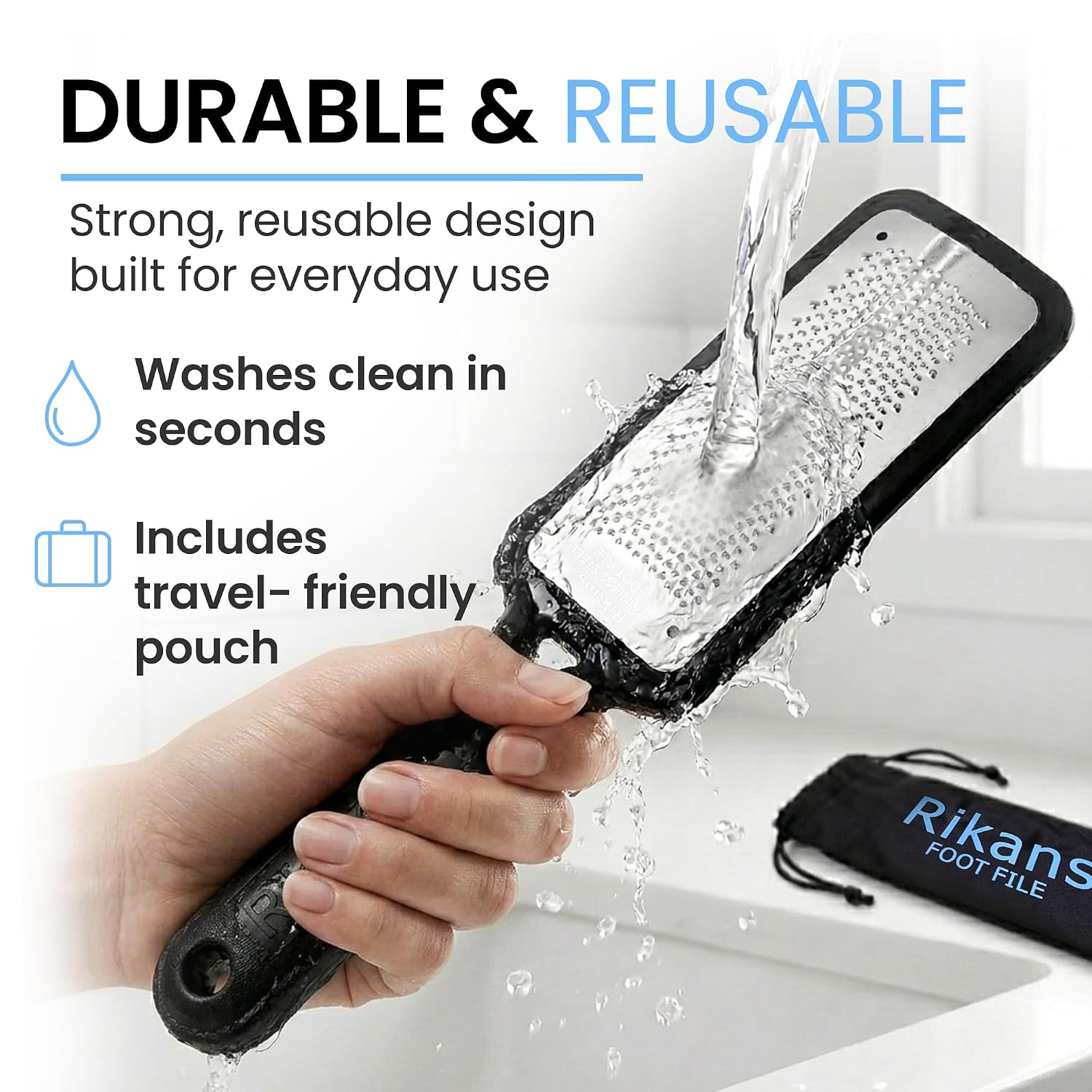 Colossal Foot Rasp Foot File and Callus Remover with stainless steel metal surface for removing hard skin on wet and dry feet