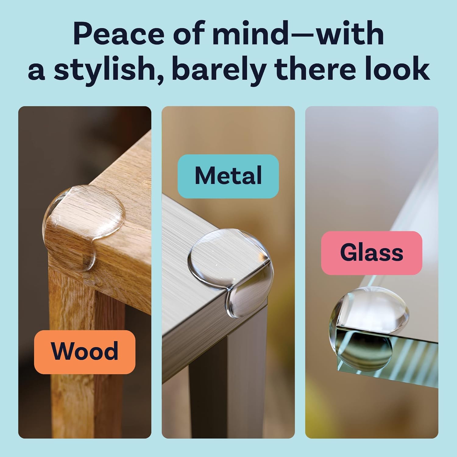 Clear transparent baby corner protectors with soft furniture edge guards for tables desks cabinets and home child safety
