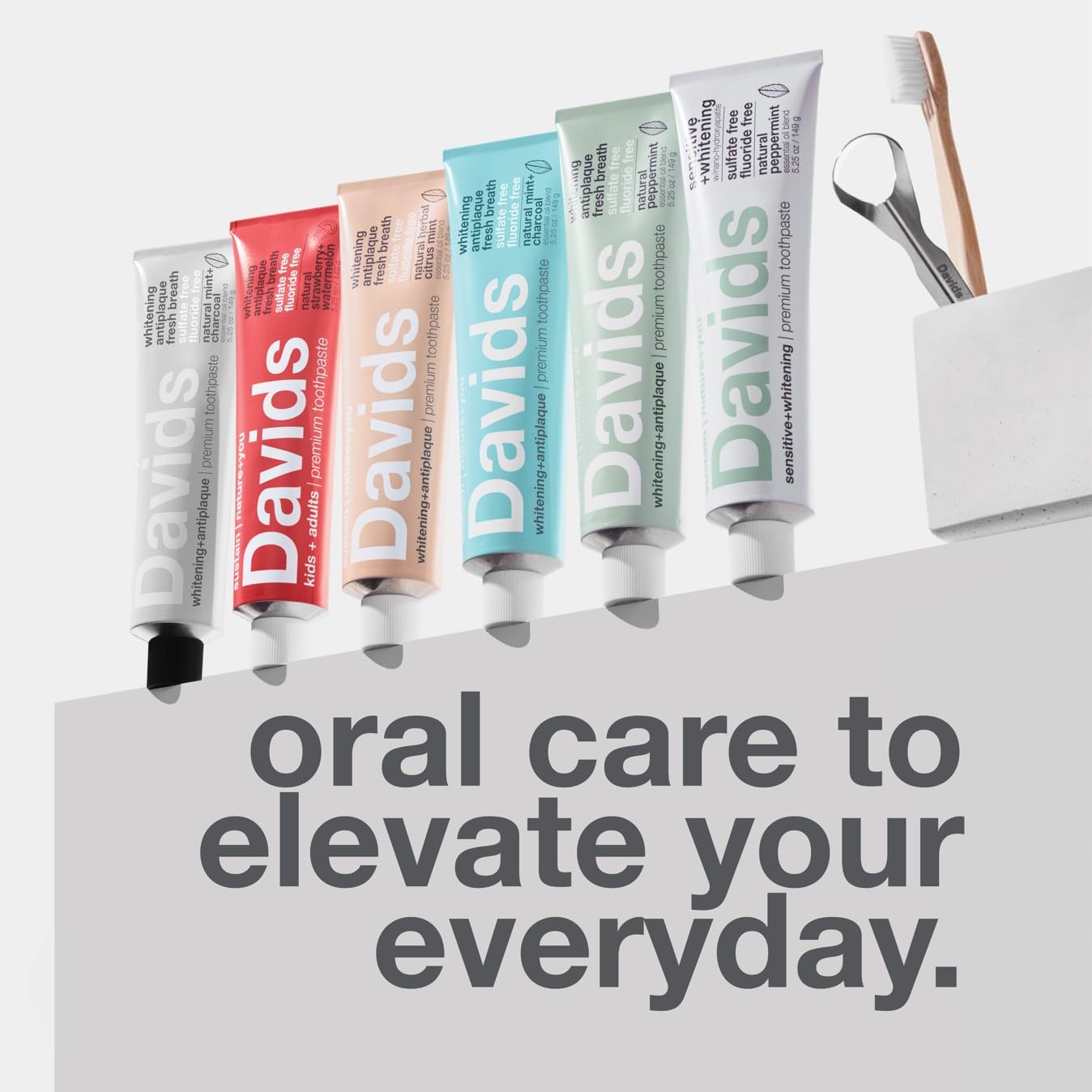 Davids Fluoride Free Toothpaste with peppermint flavor for teeth whitening antiplaque care enamel health and fresh breath