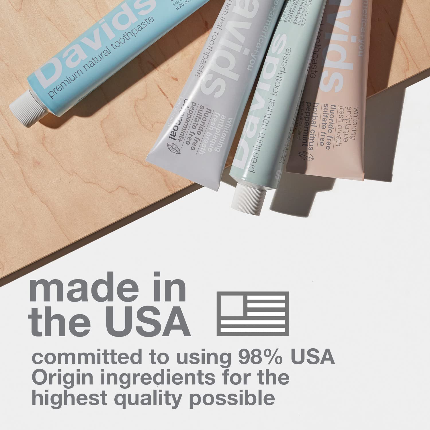 Davids Fluoride Free Toothpaste with peppermint flavor for teeth whitening antiplaque care enamel health and fresh breath