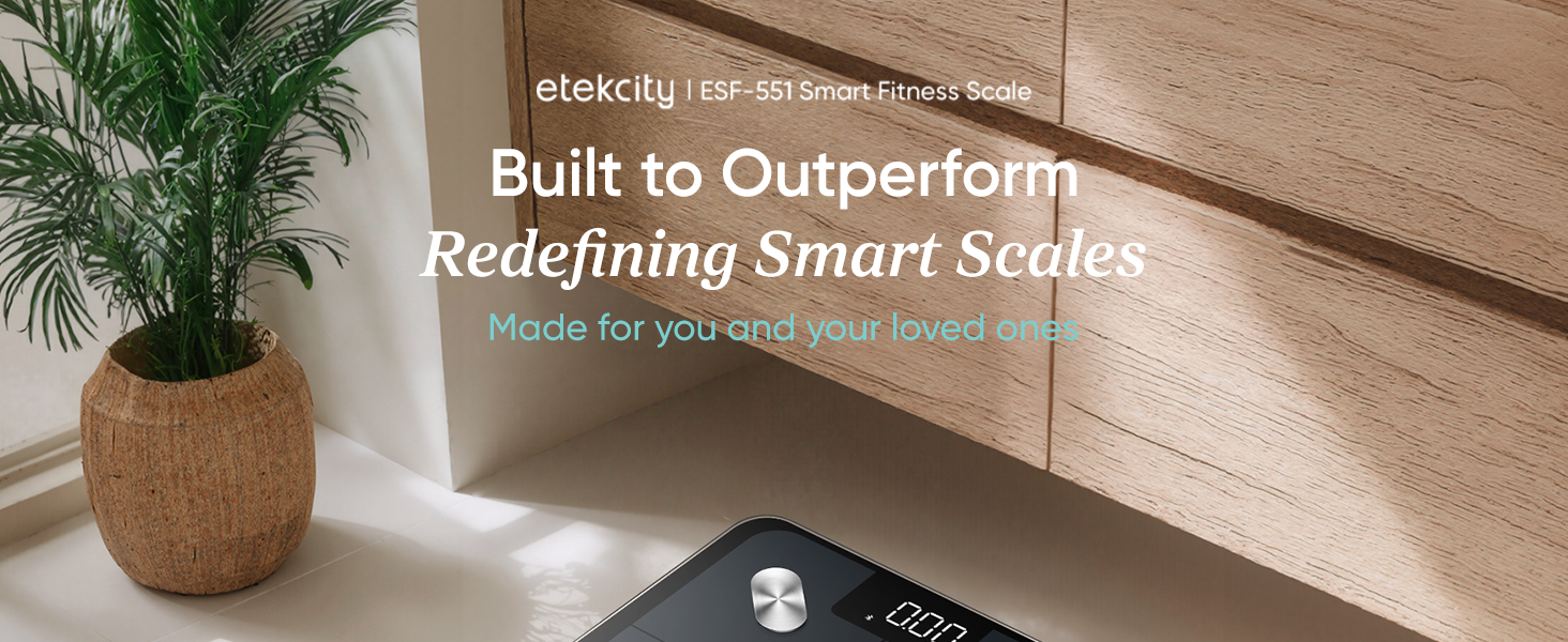 Etekcity Smart Scale for Body Weight with Bluetooth BMI body fat muscle mass tracking LED display and tempered glass platform