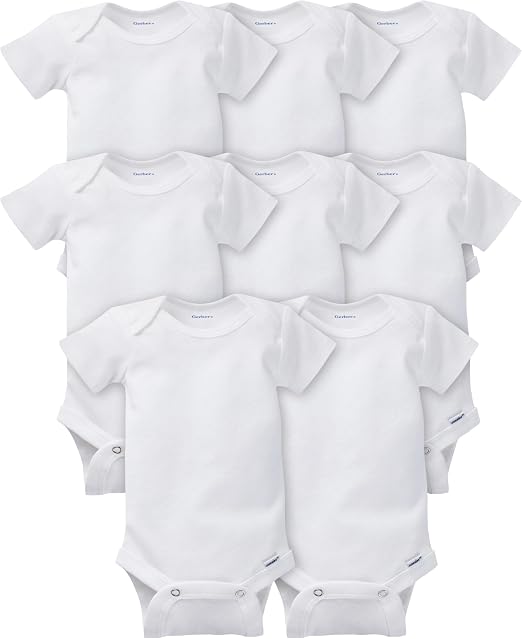 Gerber Baby Boys and Girls 8-Pack Short Sleeve Onesies cotton bodysuits for newborns and infants