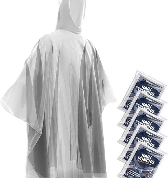 Hagon PRO disposable waterproof rain ponchos for adults 5 pack with hood lightweight portable emergency rain gear