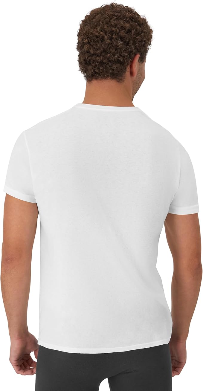 Hanes men's soft cotton stay-tucked crew neck undershirt multipack in white black and assorted colors