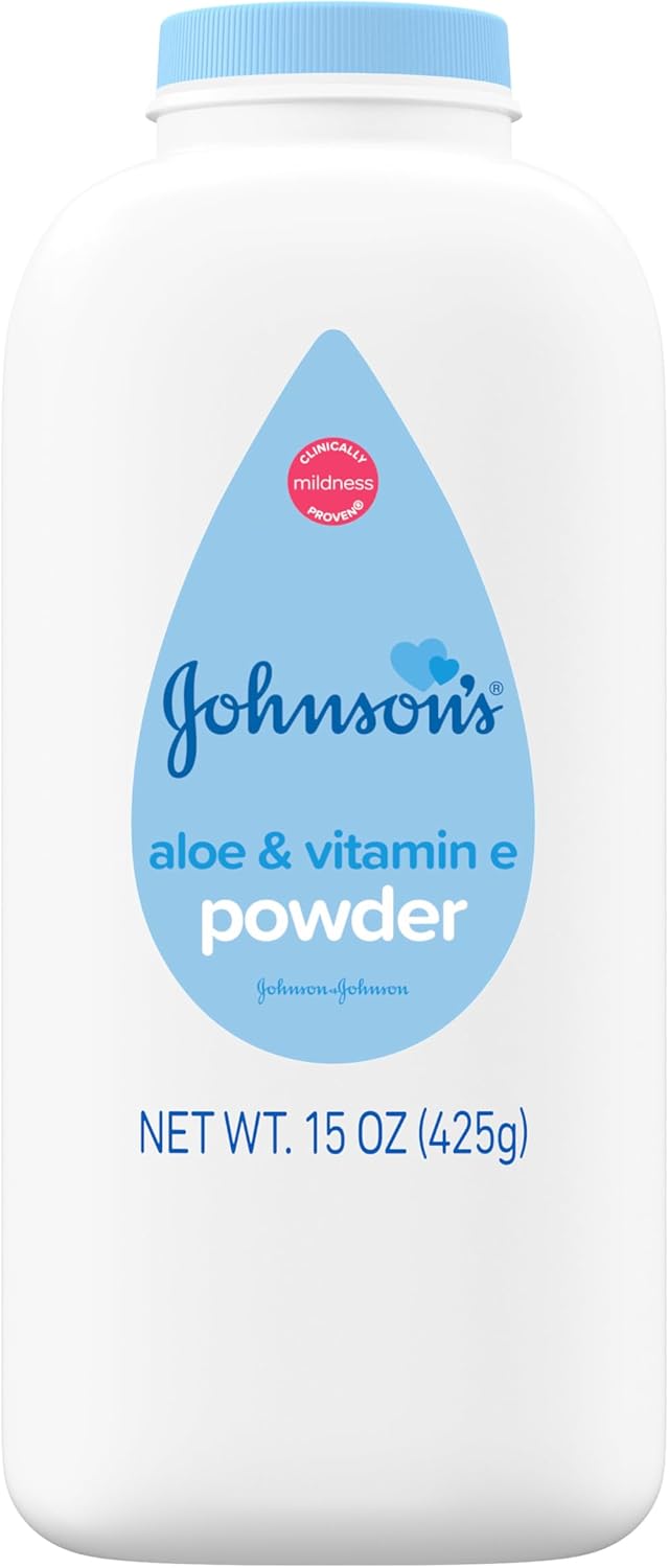 Johnson's Baby Powder with naturally derived cornstarch aloe and Vitamin E hypoallergenic baby powder for delicate skin 15 oz