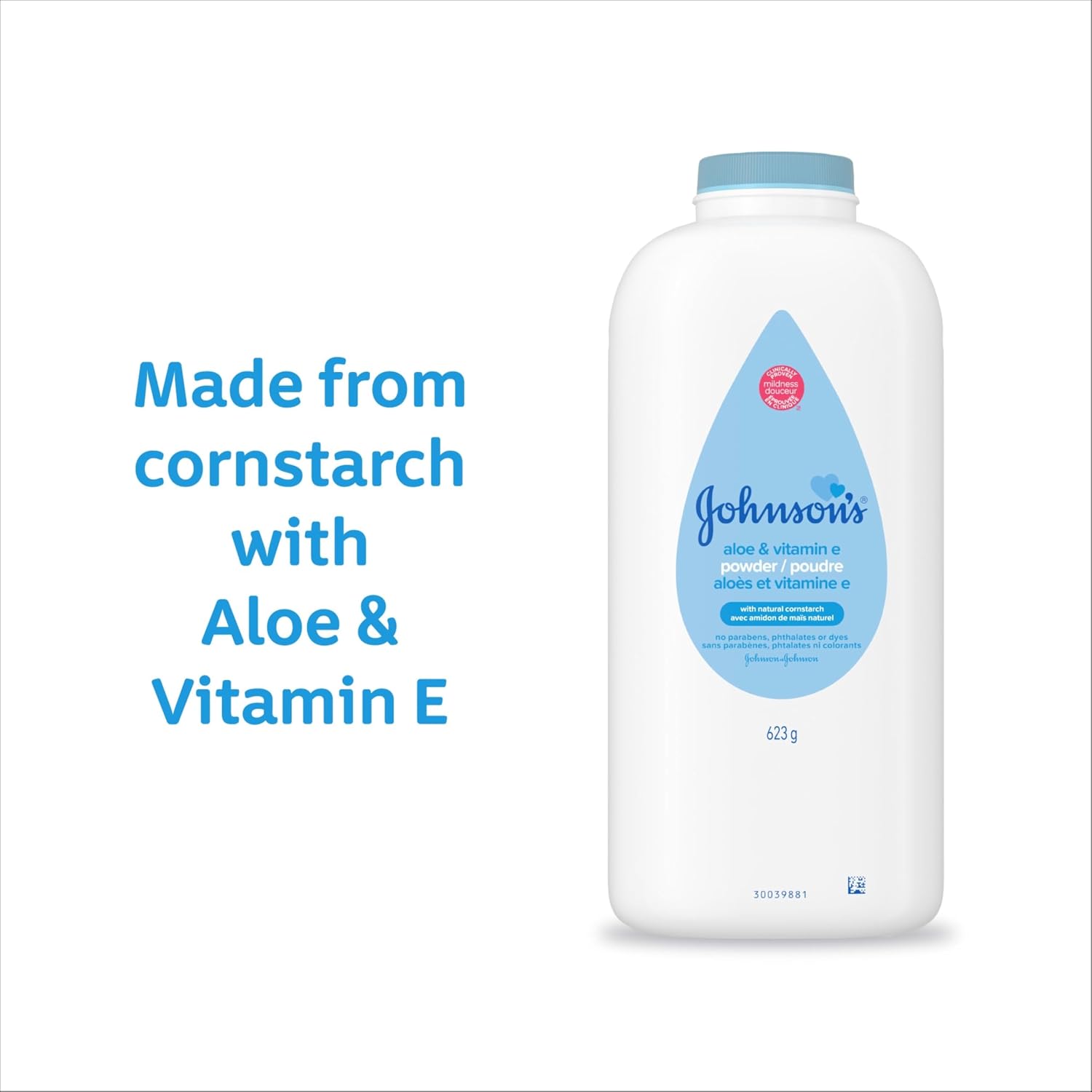 Johnson's Baby Powder with naturally derived cornstarch aloe and Vitamin E hypoallergenic baby powder for delicate skin 15 oz