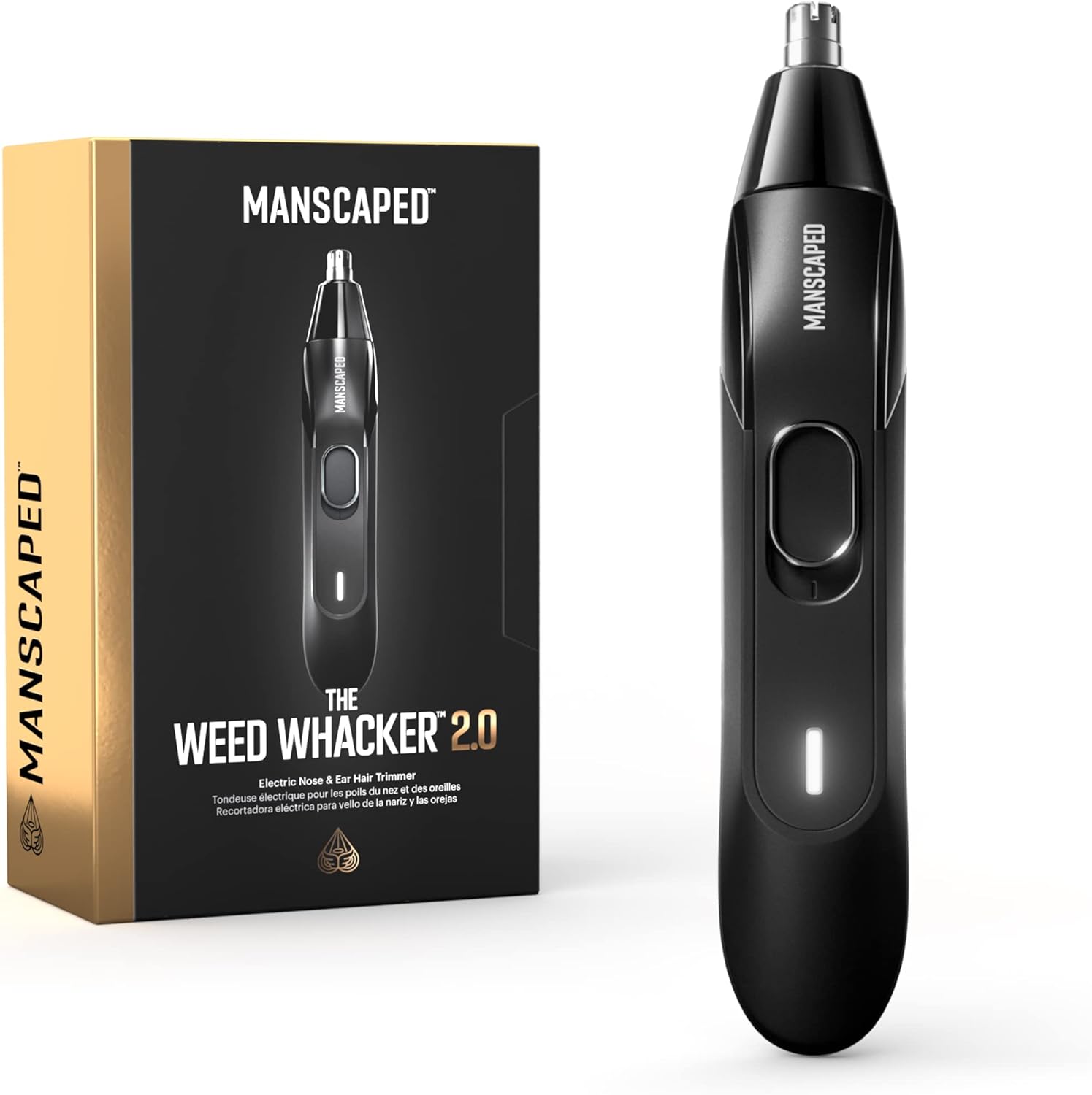 MANSCAPED Weed Whacker 2.0 electric nose and ear hair trimmer with rechargeable battery stainless steel blade and wet dry design