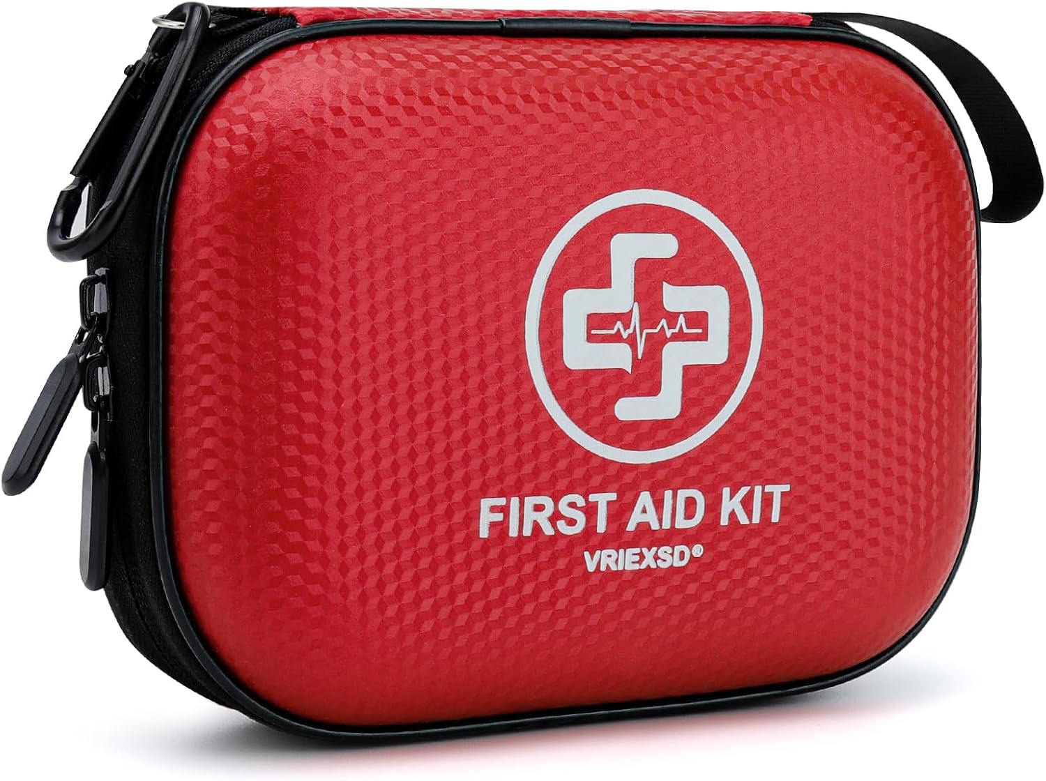 Mini first aid kit with 150 pieces in a waterproof hard shell red case for home travel camping hiking and emergency preparedness