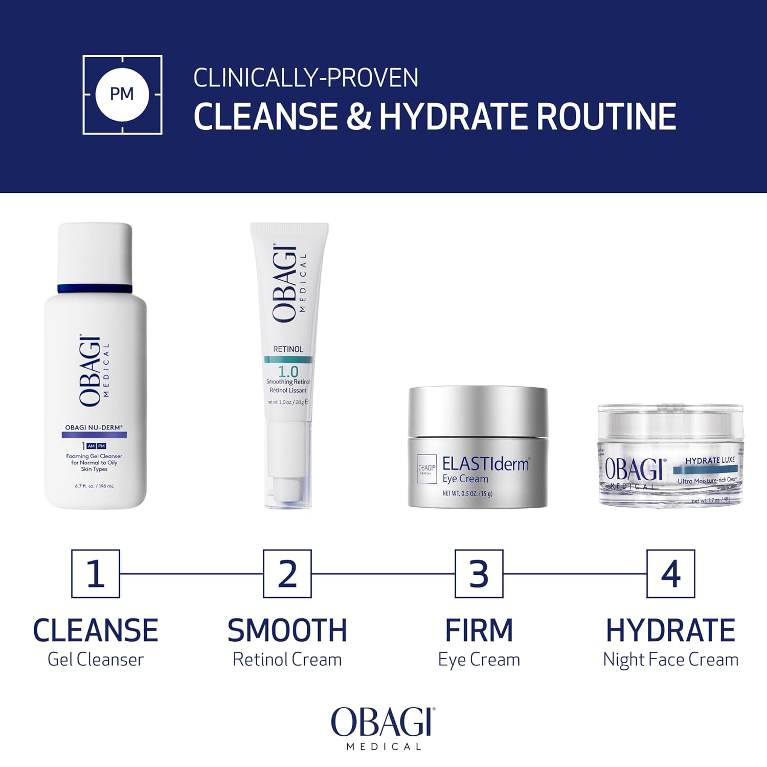 Obagi Hydrate Luxe Moisture-Rich Cream overnight facial moisturizer for long-lasting hydration and smoother-looking skin