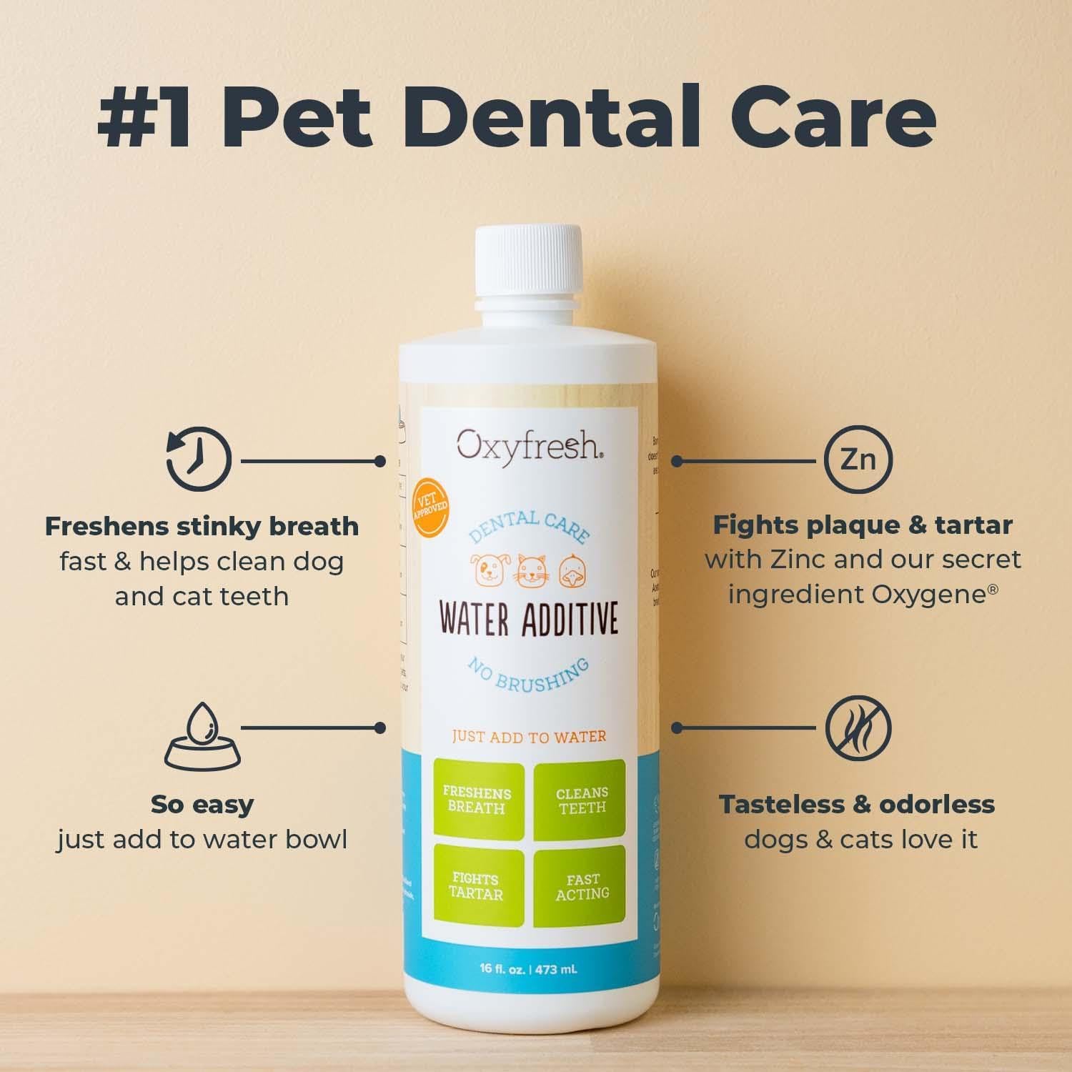 Oxyfresh Premium Pet Dental Care Solution water additive for dogs and cats to support fresh breath and daily oral hygiene