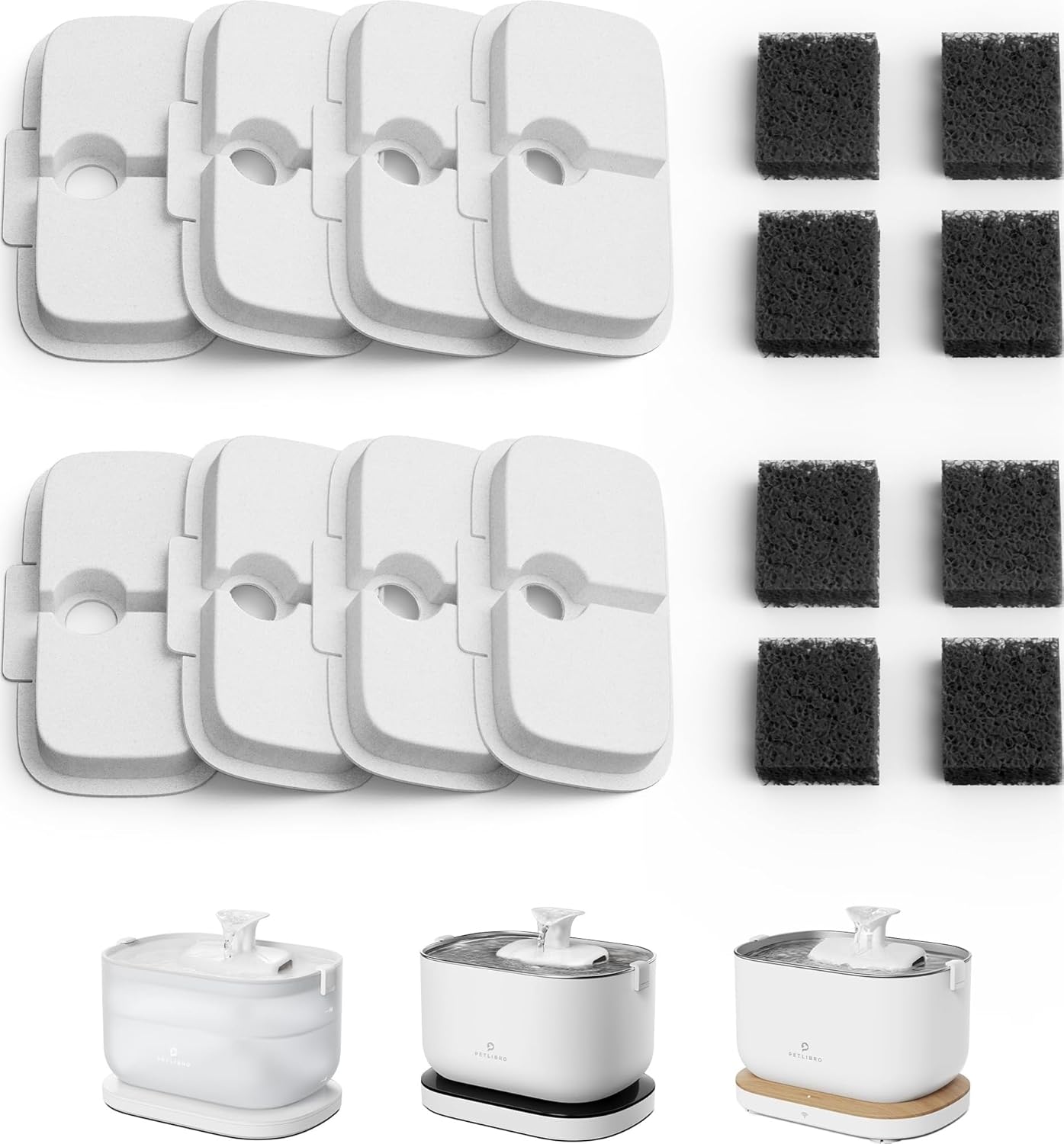 PETLIBRO replacement filters 8-pack for Dockstream cat water fountain compatible with PLWF106 PLWF116 PLWF115 PLWF105 and PLWF005