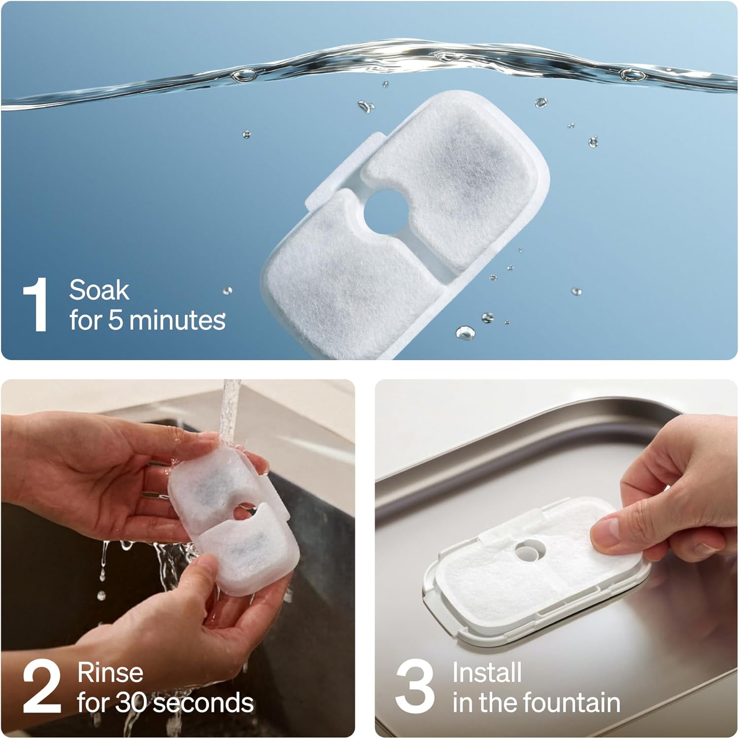 PETLIBRO replacement filters 8-pack for Dockstream cat water fountain compatible with PLWF106 PLWF116 PLWF115 PLWF105 and PLWF005
