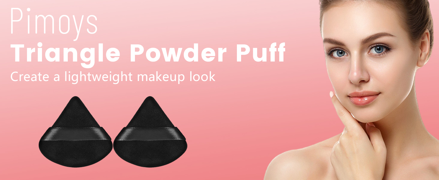 Pimoys 6 Pcs black triangle velour powder puffs for loose powder makeup setting and facial touch-ups
