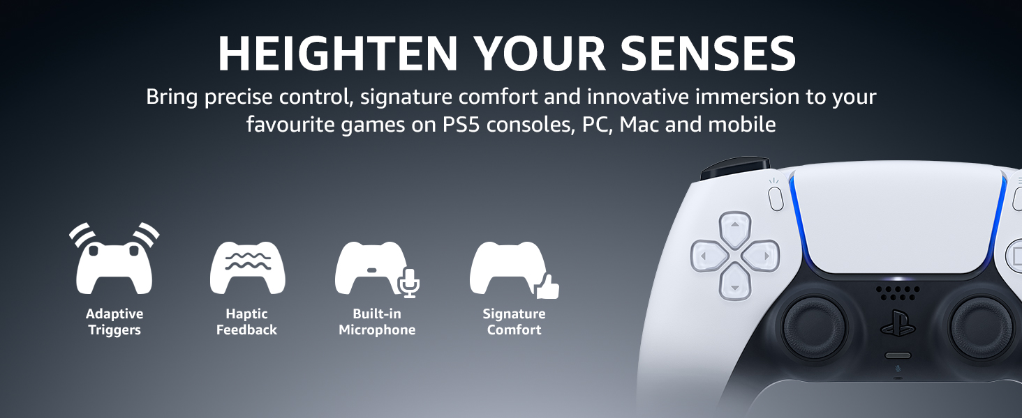 PlayStation DualSense Wireless Controller Midnight Black for PS5 PC Mac and mobile with adaptive triggers and haptic feedback