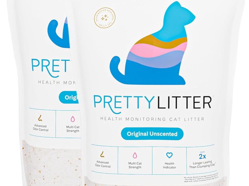 PrettyLitter Health Monitoring Cat Litter unscented non clumping silica gel crystals with color changing technology pack of 2