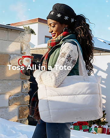 Lightweight puffy tote bag with multiple compartments for travel work gym shopping and everyday shoulder bag use