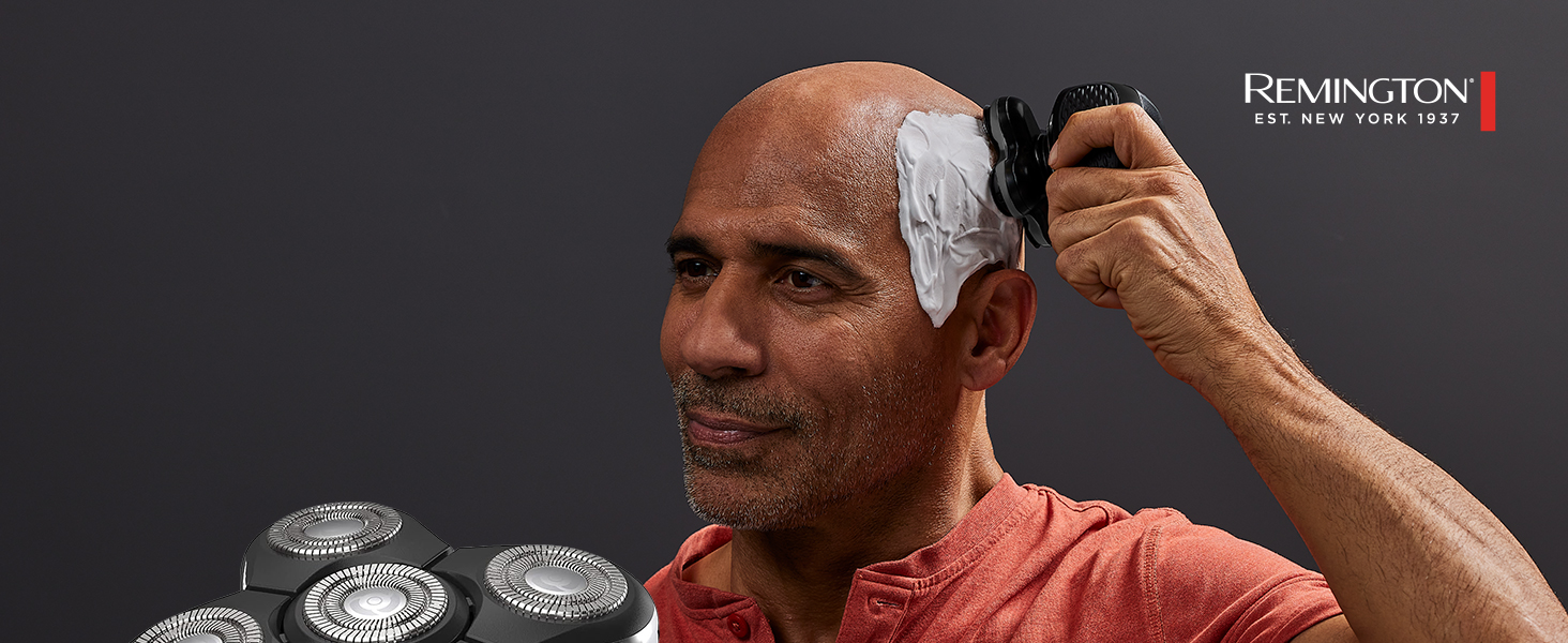 Remington Balder Pro XR7000 cordless head shaver with five dual track rotary blades waterproof wet and dry electric razor for bald men