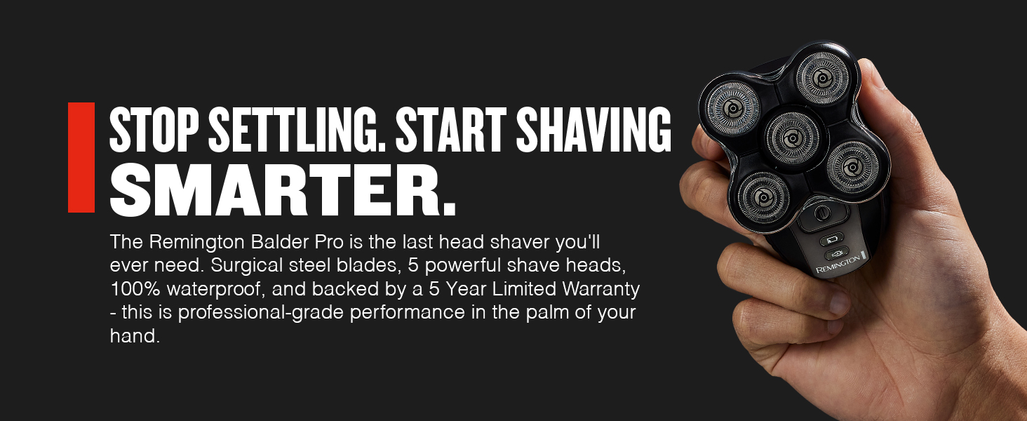 Remington Balder Pro XR7000 cordless head shaver with five dual track rotary blades waterproof wet and dry electric razor for bald men
