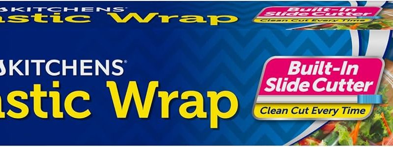 Reynolds Kitchens Quick Cut Plastic Wrap 225 square feet with built-in slide cutter for food storage and meal prep