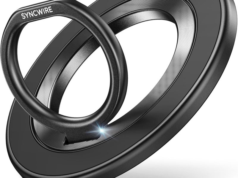 SYNCWIRE Magnetic Phone Ring Holder for MagSafe – 360° Rotating Finger Grip, Kickstand & Two-Sided Magnetic Phone Stand Compatible with iPhone 17, 16, 15, 14, 13 & 12 Series