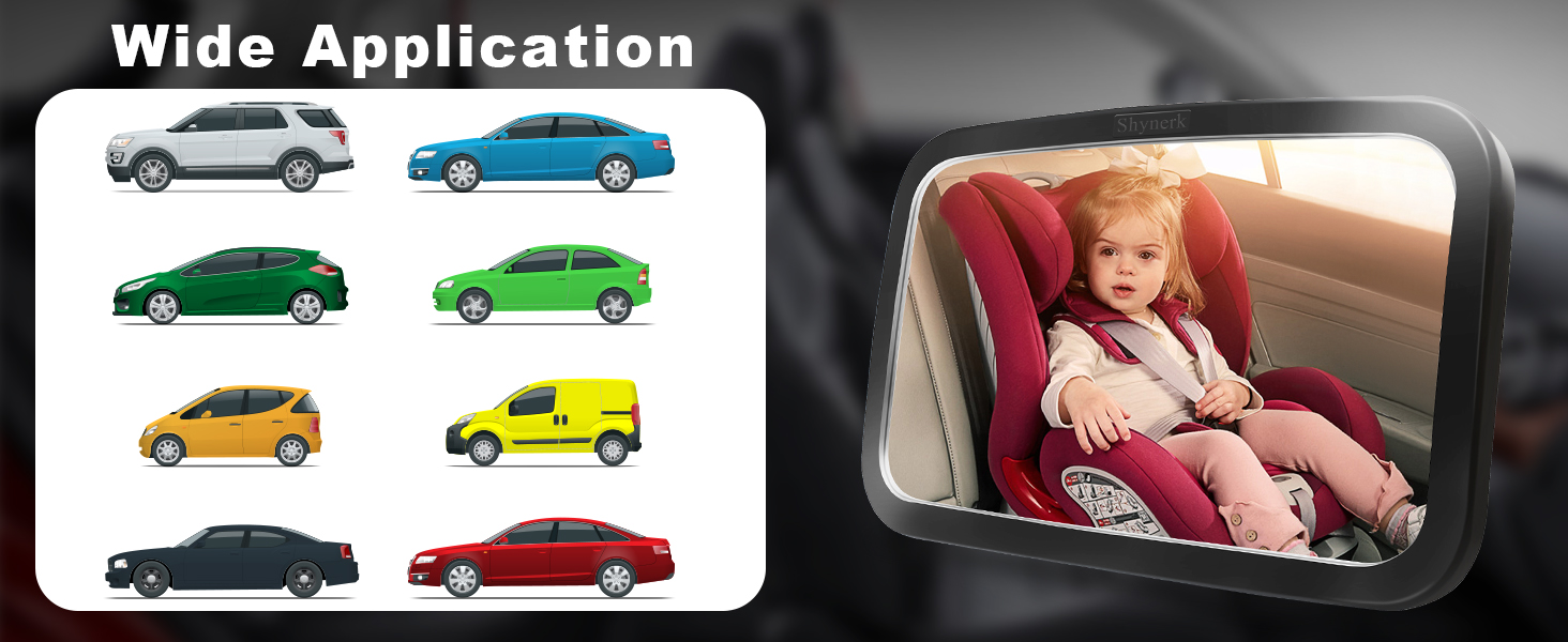Shynerk Baby Car Mirror – Rear Facing Infant Safety Car Seat Mirror with Wide Crystal Clear View, Shatterproof, 360° Rotation, Crash Tested & Certified