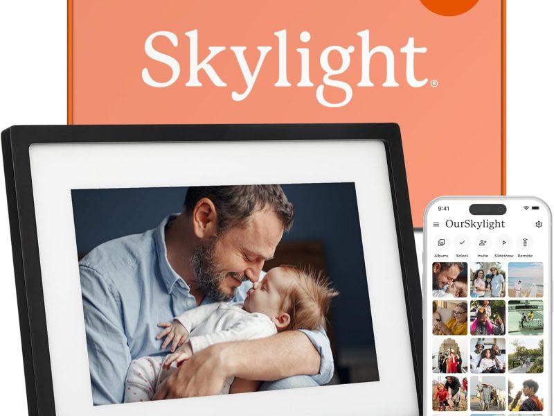 Skylight Frame 10 inch WiFi digital picture frame with HD touchscreen display in black for sharing family photos