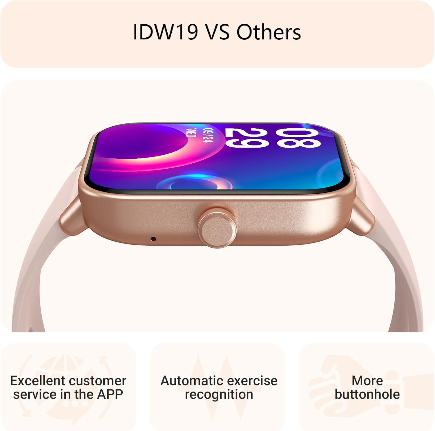 Pink smart watch for women with Alexa built-in Bluetooth calling heart rate SpO2 sleep monitor and IP68 waterproof fitness tracker