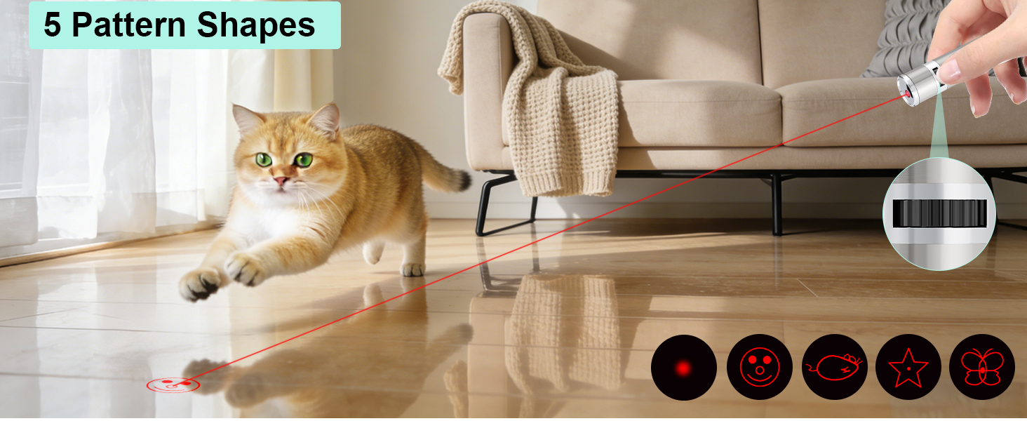 TBTeek rechargeable interactive cat laser toy with 3 light modes and 5 fun patterns for indoor cats