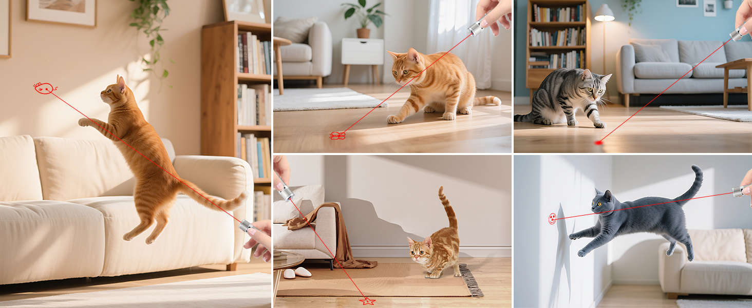 TBTeek rechargeable interactive cat laser toy with 3 light modes and 5 fun patterns for indoor cats