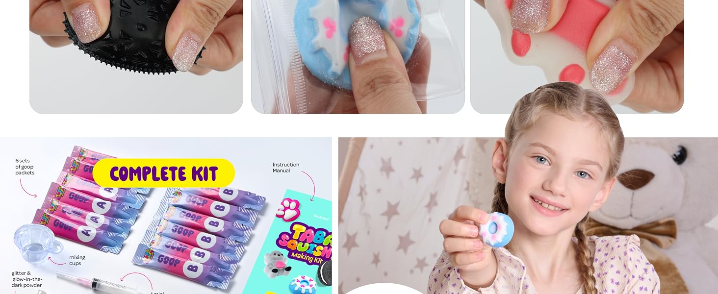 Taba Squishy Making Kit for Kids DIY arts and crafts toy set for girls ages 6 to 12 with colorful squishy craft supplies