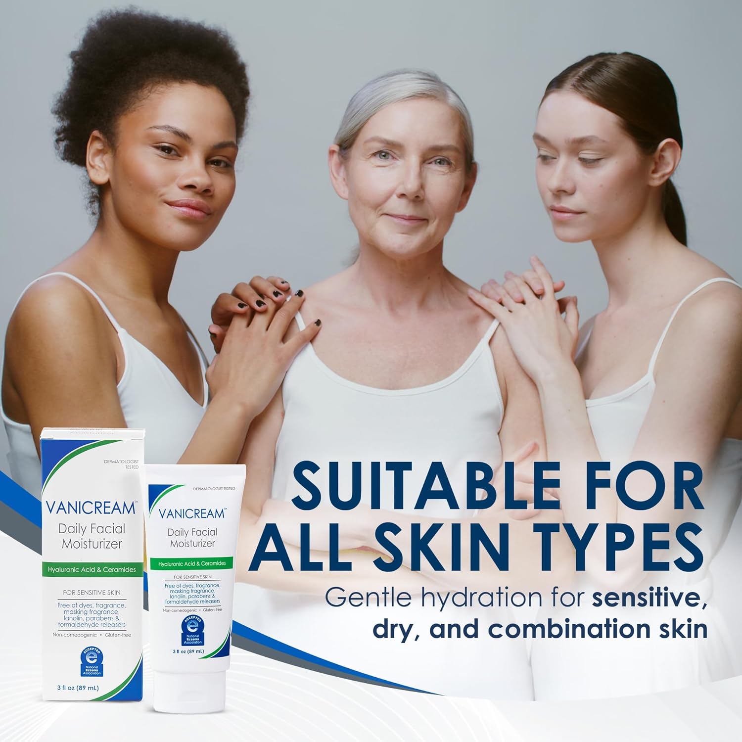 Vanicream Daily Facial Moisturizer with 5 key ceramides and hyaluronic acid for sensitive skin 3 fl oz