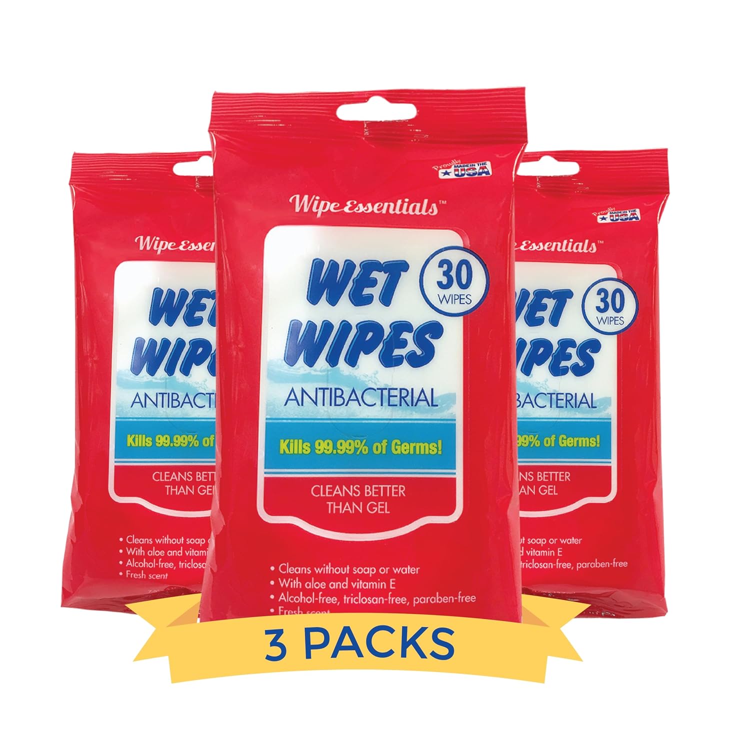 WipeEssentials alcohol-free hand sanitizer wipes with Aloe Vera and Vitamin E unscented travel-size wipes for adults and kids 90 count