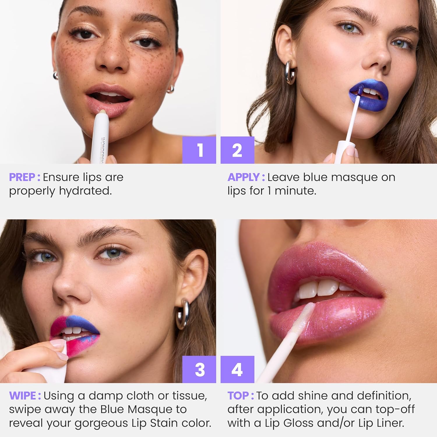 Wonderskin Wonder Blading All Day Lip Stain Peel Off Masque waterproof transfer-proof nude matte lip tint in Whimsical shade