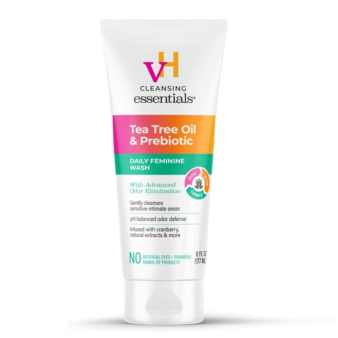vH essentials pH Balanced Daily Feminine Wash with Tea Tree Oil and Prebiotic 6 fl oz gentle intimate cleanser for women
