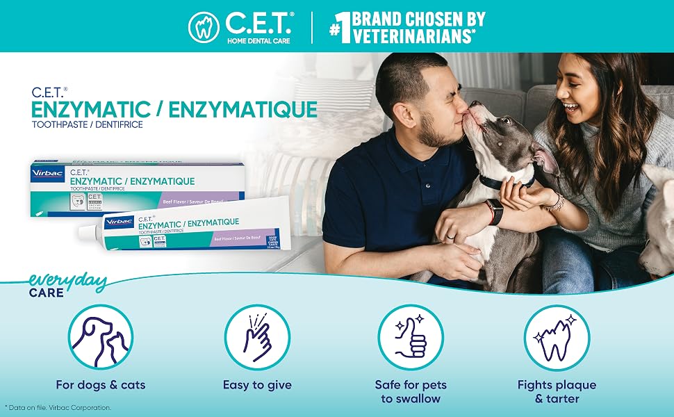 C.E.T. Enzymatic Toothpaste for dogs and cats poultry flavor dual enzyme pet dental care toothpaste 2.5 oz