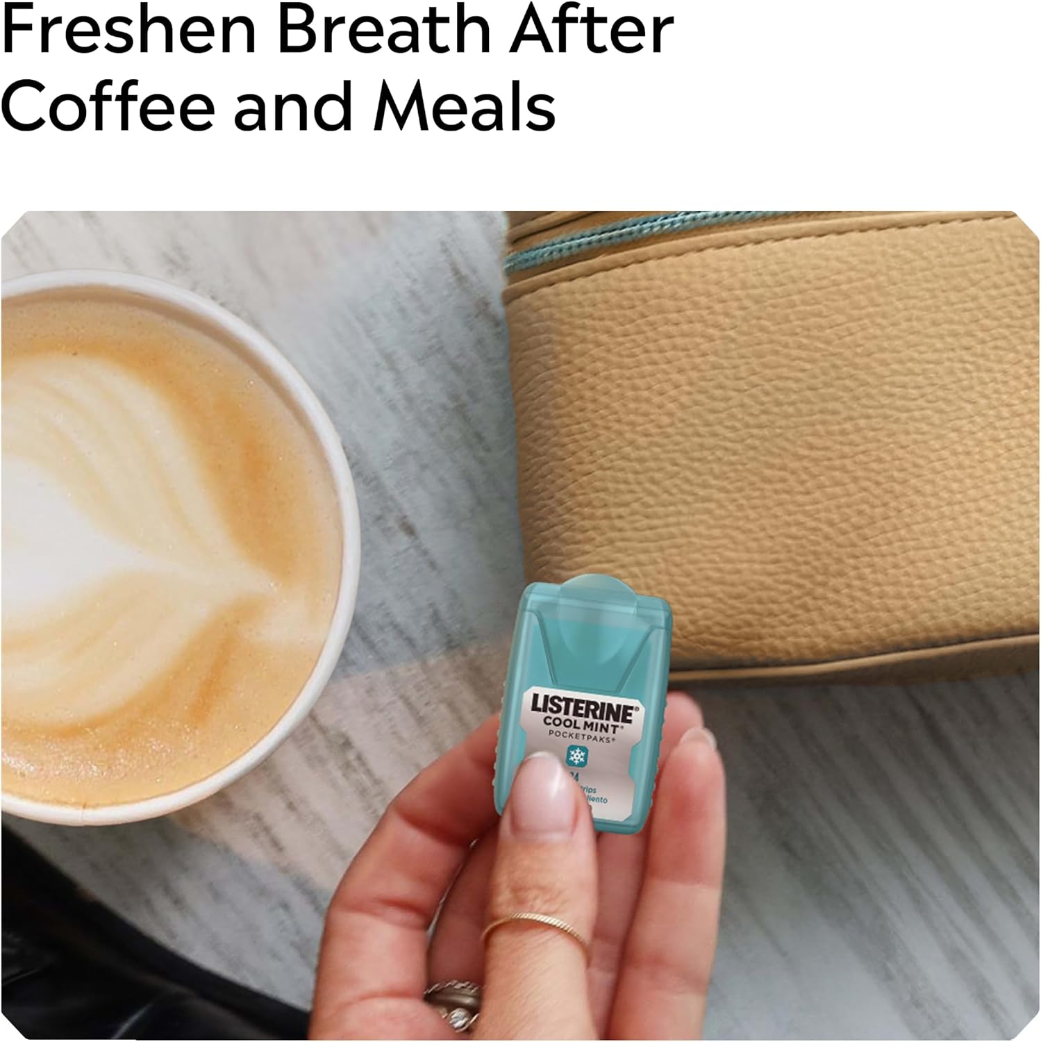 Listerine PocketPaks Cool Mint breath strips, 24 strips per pack, 3-pack for convenient fresh breath on the go