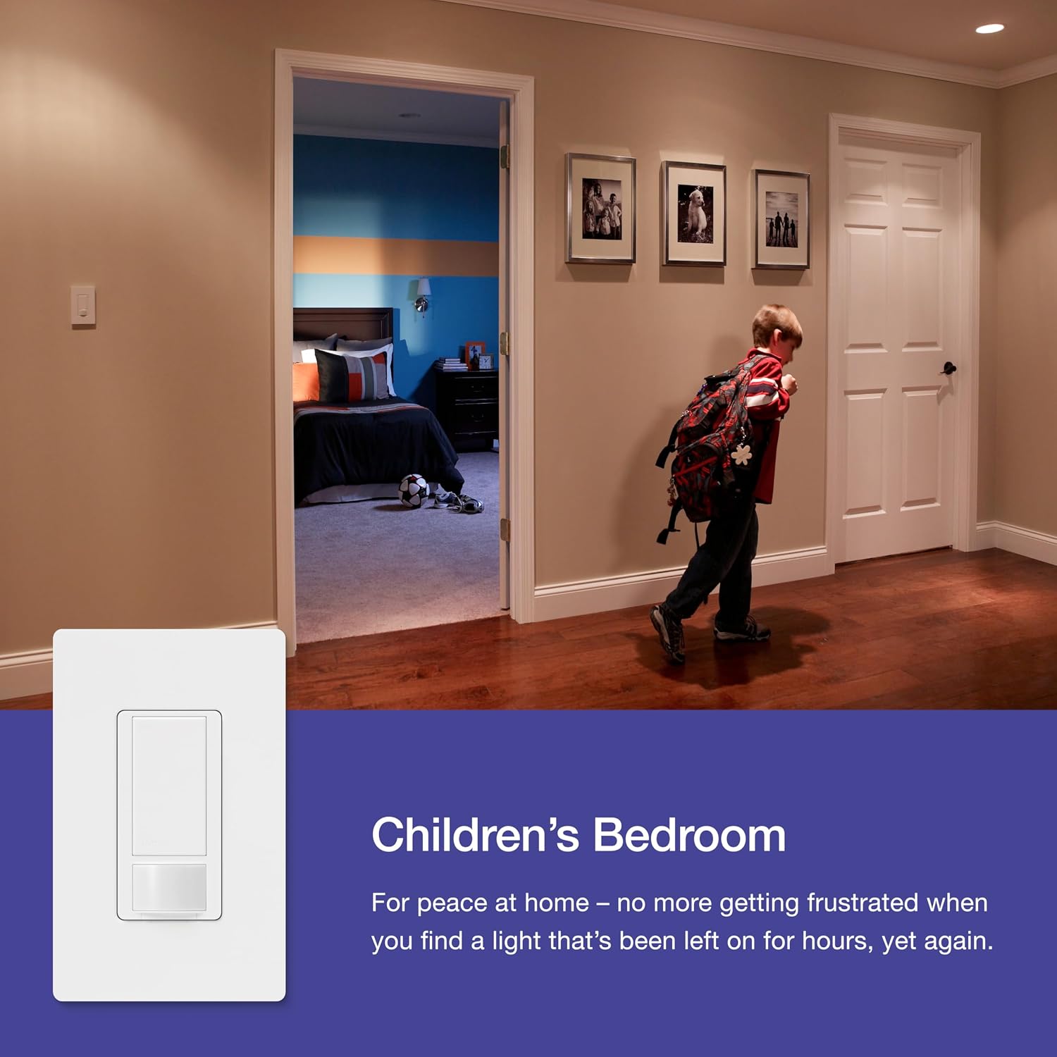 Lutron MS-OPS2-WH white motion sensor light switch with auto on auto off and adjustable delay timer